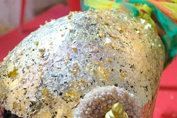 A place where gold leaf is attached according to Buddhist beliefs.