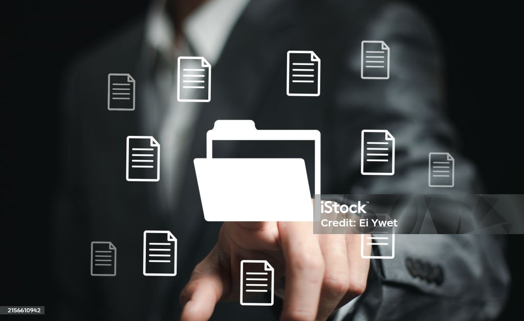 File Folder Flying Folder Document Management System Dms Open File Folder With Flying ...
