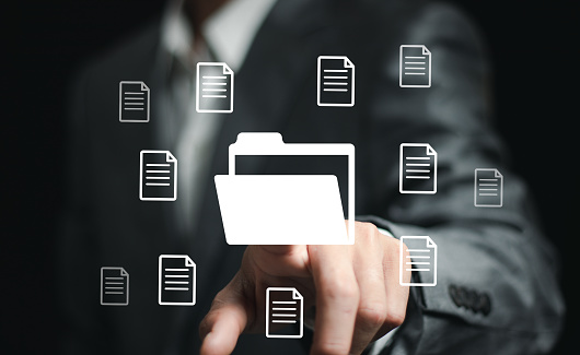 Dms Folder Folder Document Management System Dms Open File Folder With Flying ...