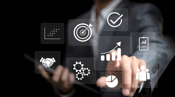 istock Targeting the business concept, target with digital marketing icons on virtual screen internet network connection, Business goal, Set goals for better results, Digital marketing, online business. 2156611077