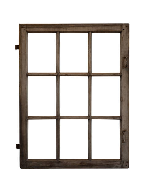 istock old wooden window frame on white, isolated 2156614737