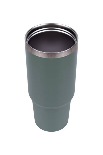 istock Green stainless steel water bottle isolated on white background. 2156616632