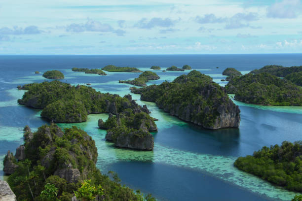 istock Scenic viewpoint tropical limestone islands in Raja Ampat 2156621910