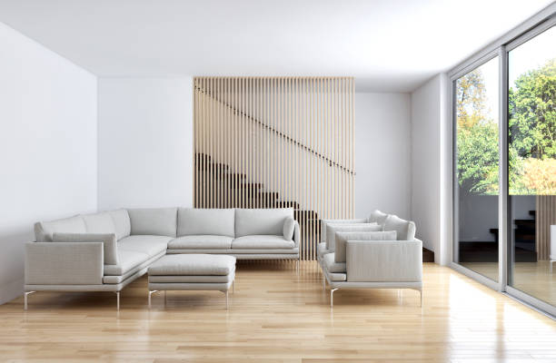 istock Large luxury modern bright interiors Living room mockup illustration 3D rendering image 2156624917