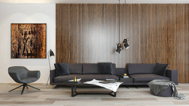 istock Large luxury modern bright interiors Living room mockup illustration 3D rendering image 2156628608