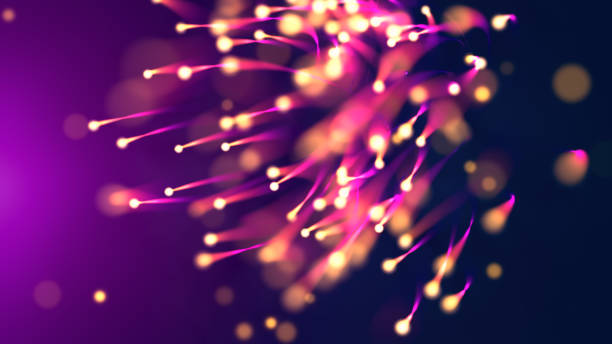 istock Abstract Fantasy Purple Blue Shiny Blurry Focus Magic Swarm Fireflies with Wavy Dotted Lines Lights and Flying Hazy Glitter Bokeh 2156633272