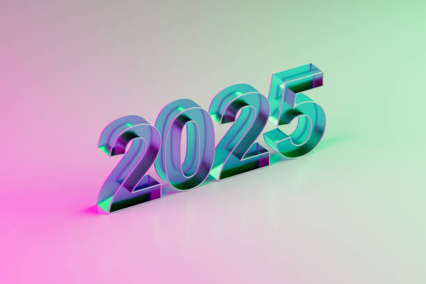 istock 2025 New Year Christmas on color gradient background 2156636294