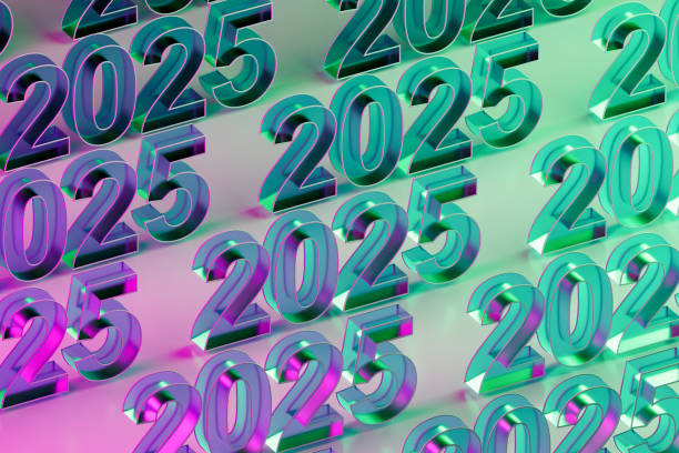 istock 2025 New Year Christmas on color gradient background 2156636298