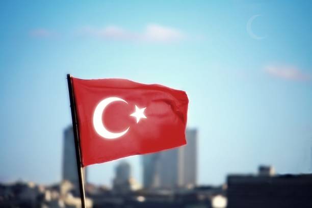 A Turkish flag waving on national holidays