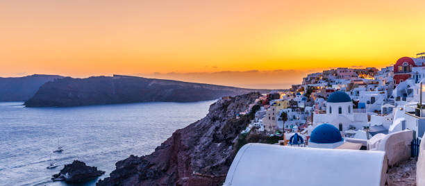 istock Panoramic view of Oia, Santorini at sunset 2156641250