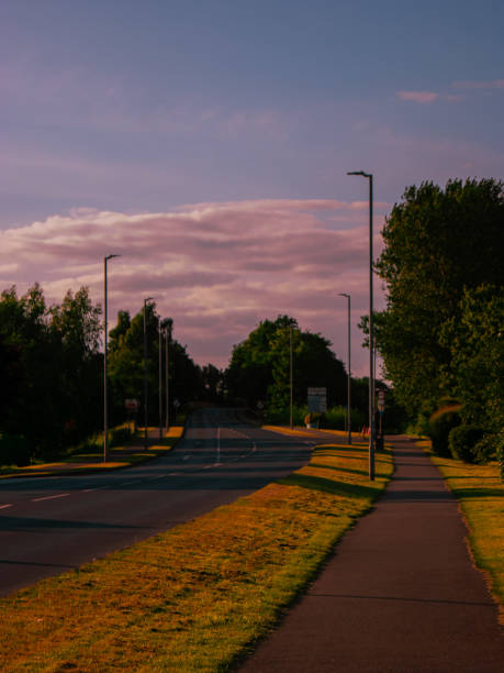 Sunset Over Quiet Suburban Road