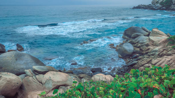 istock Sea landscape in a bay with stones 2156644738