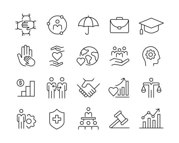 Social Policy Icons - Vector Line Icons Social Policy Icons - Vector Line Icons. Editable Stroke. Vector Graphic academic integrity stock illustrations