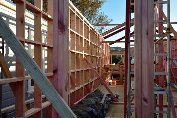 istock Scaffold and structural timbers of a new home 2156645951