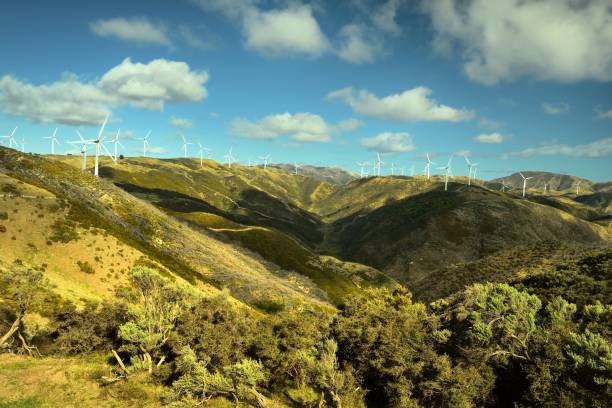 istock Wesr wind, Wind farm across the mountain tops 2156646319