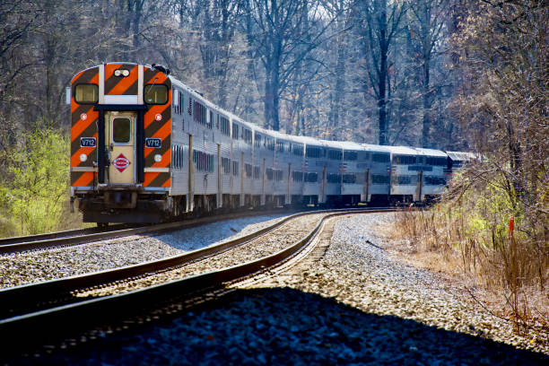 Metra Union Pacific North commuter rail train from Chicago about to arrive at Winnetka station.