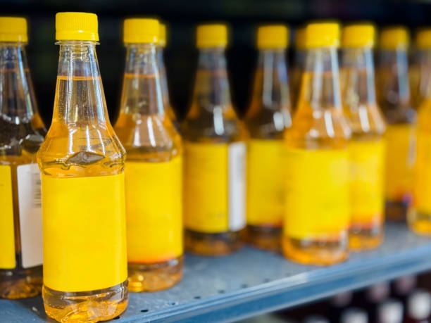 istock Apple Vinegar Bottles on Store Shelf 2156667444