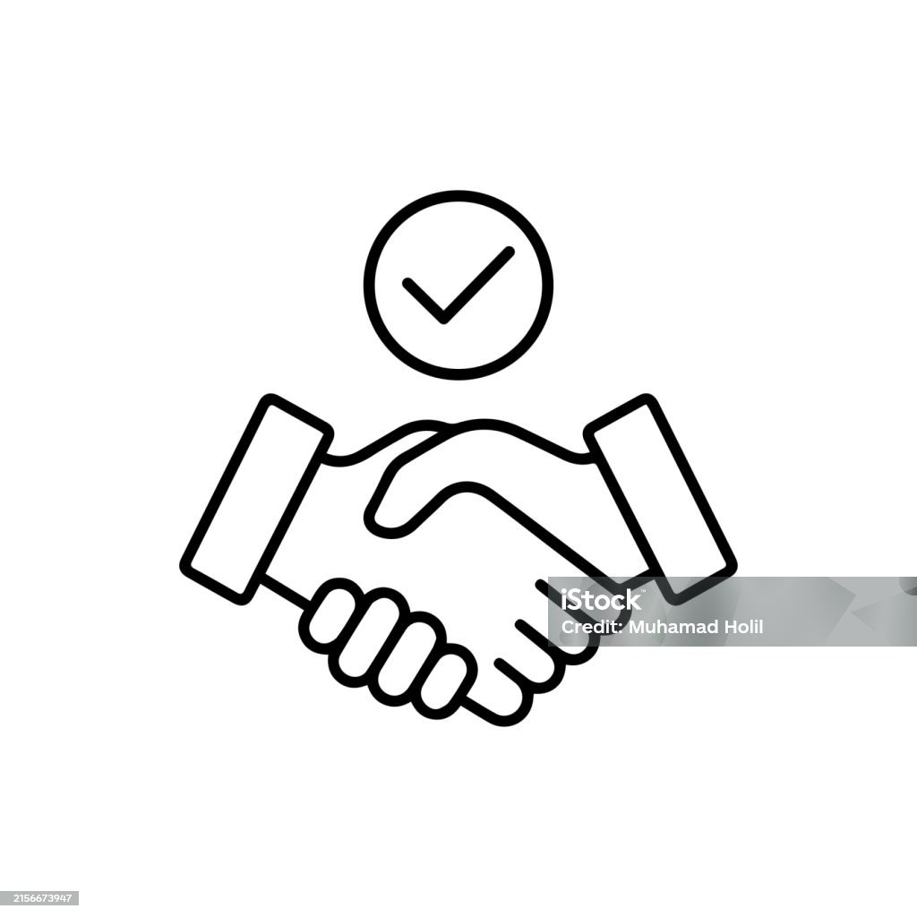 Commitments Made With Handshake Flat Thin Line Trend Modern Stroke ...