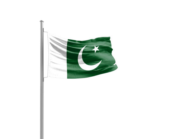 istock Pakistan flag waving mast on white background with clipping path. 2156683645