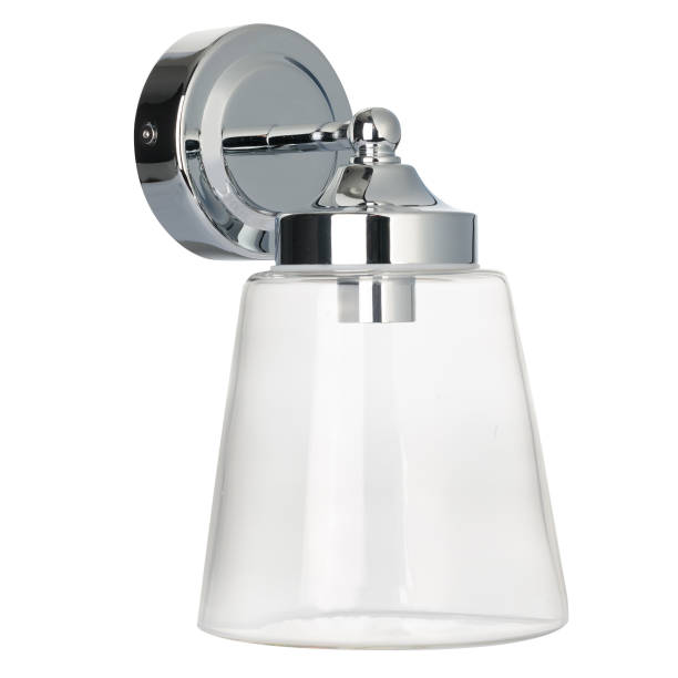 istock Wall-mounted chrome lamp with clear glass shade. 2156687879
