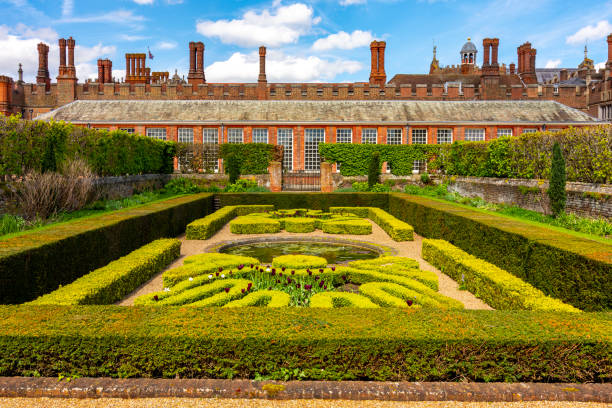 London, UK - 29 April 2024: Hampton Court palace and gardens in spring