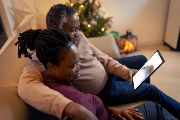 istock Holiday Evening Video Call with Family 2156692540