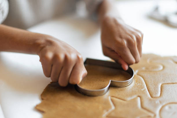 istock Heart-Shaped Cookie Cutting at Home 2156692550