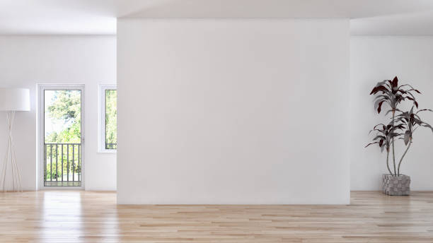 istock Illustration 3D rendering large luxury modern bright interiors Living room mockup computer digitally generated image 2156698436