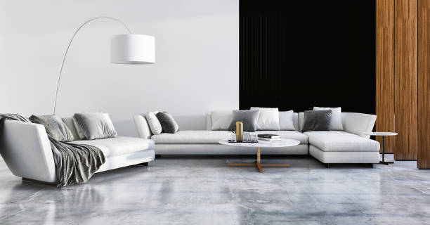 istock Large luxury modern bright interiors Living room mockup illustration 3D rendering image 2156698957