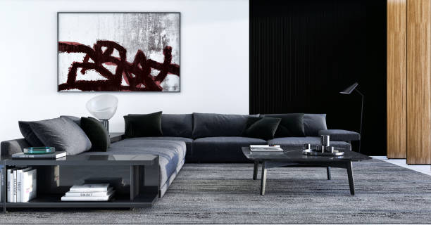 istock Large luxury modern bright interiors Living room mockup illustration 3D rendering image 2156698983