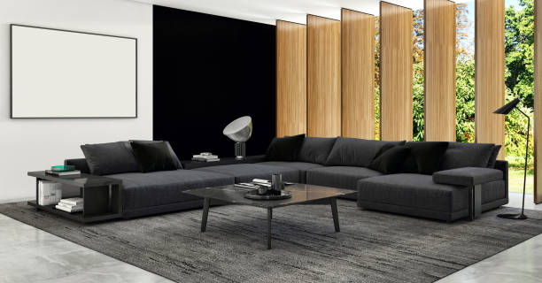 istock Large luxury modern bright interiors Living room mockup illustration 3D rendering image 2156699020