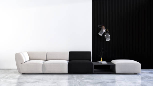 istock Large luxury modern bright interiors Living room mockup illustration 3D rendering image 2156699021