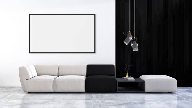 istock Large luxury modern bright interiors Living room mockup illustration 3D rendering image 2156699025