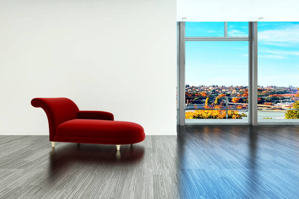 Large luxury modern bright interiors Living room mockup illustration 3D rendering image