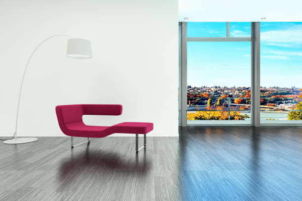 Large luxury modern bright interiors Living room mockup illustration 3D rendering image