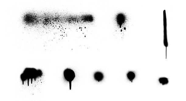 istock Graffiti style splashes and splatters. Set of Spray splashes, drips, lines. 2156701969
