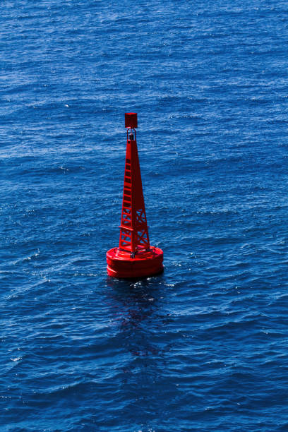 istock Red Navigation Buoy With Blue Ocean Water Tahiti 2156707572