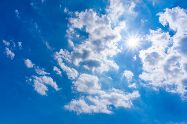 istock Background material of sun flare and refreshing blue sky and clouds 2156707847
