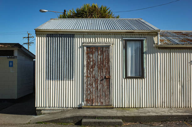 istock Old corrugated iron shed and door 2156715427