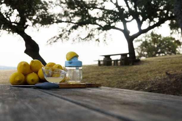 Full frame of lemons on retail display in supermarket