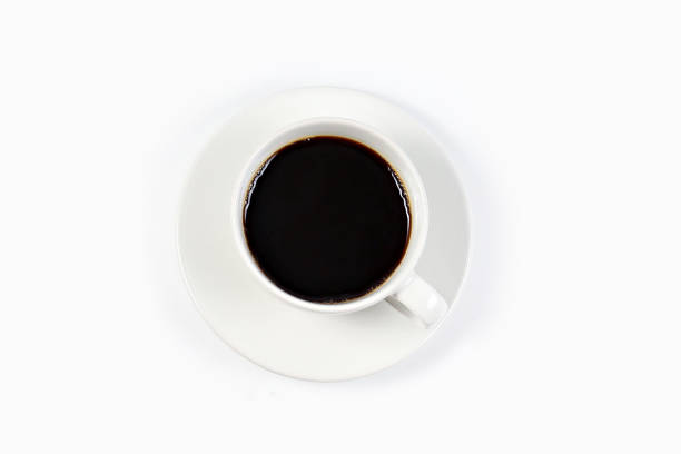 istock Black coffee n the white cup on the pink background. Copy space. Top view. 2156726173