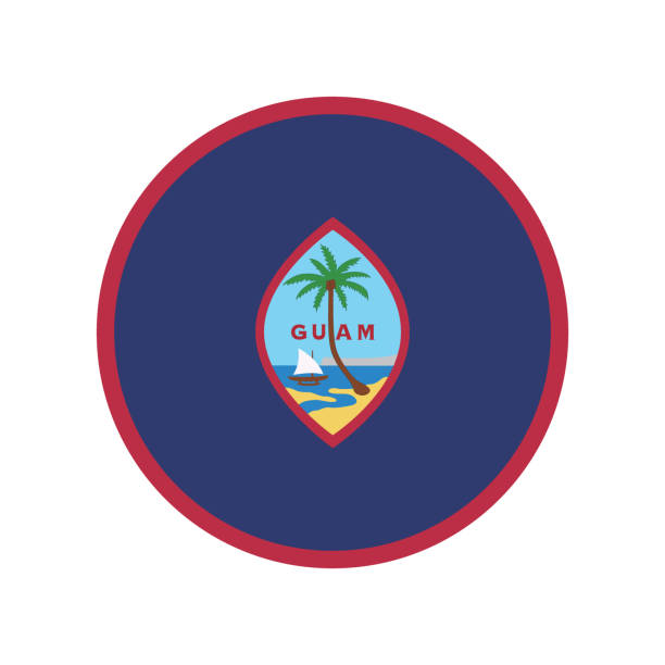 ilustraciones, imágenes clip art, dibujos animados e iconos de stock de bandera circular de guam. - guam