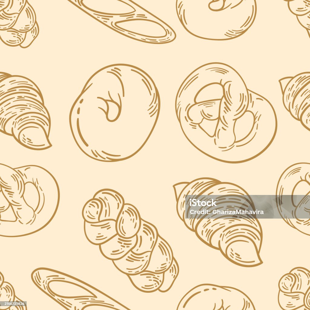 Plan Bread Pattern Doodle Type Of Bread Seamless Pattern Bread Line Art Pattern Stock ...
