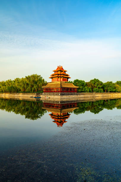istock Magnificent view of Watch Tower and moat surface reflection 2156735856
