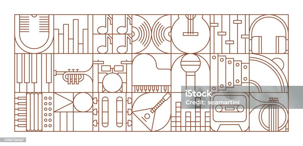 Geometric Music Instruments Vector Collection Music Modern Geometric Pattern Musical Instruments Stock Illustration ...