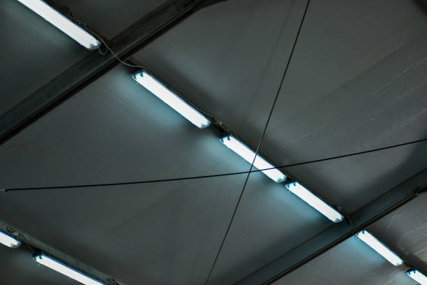 istock Abstract ceiling in office building, interior design. Details of modern architecture. 2156739486