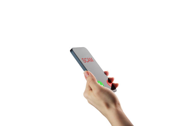 istock Phone Scam, incoming call from a scammer on a smartphone screen, mobile network crime, safety compromised, spy attack. 2156742722