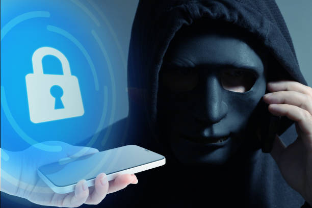 istock Phone scammers protection, mobile security, scammer phone attack threat protection 2156742727