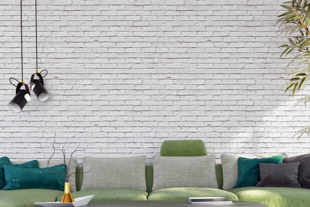 istock Large luxury modern bright interiors Living room mockup illustration 3D rendering image 2156745816