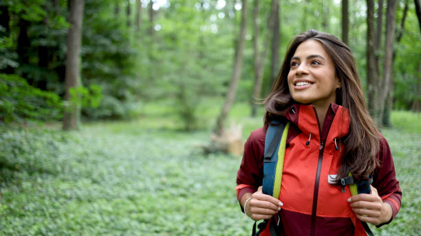 Beautiful girl enjoying hiking